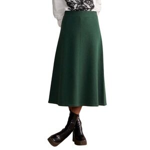 CAbi A Line Duo Knit Sweater Skirt MIDI sz L Dark Hunter Green